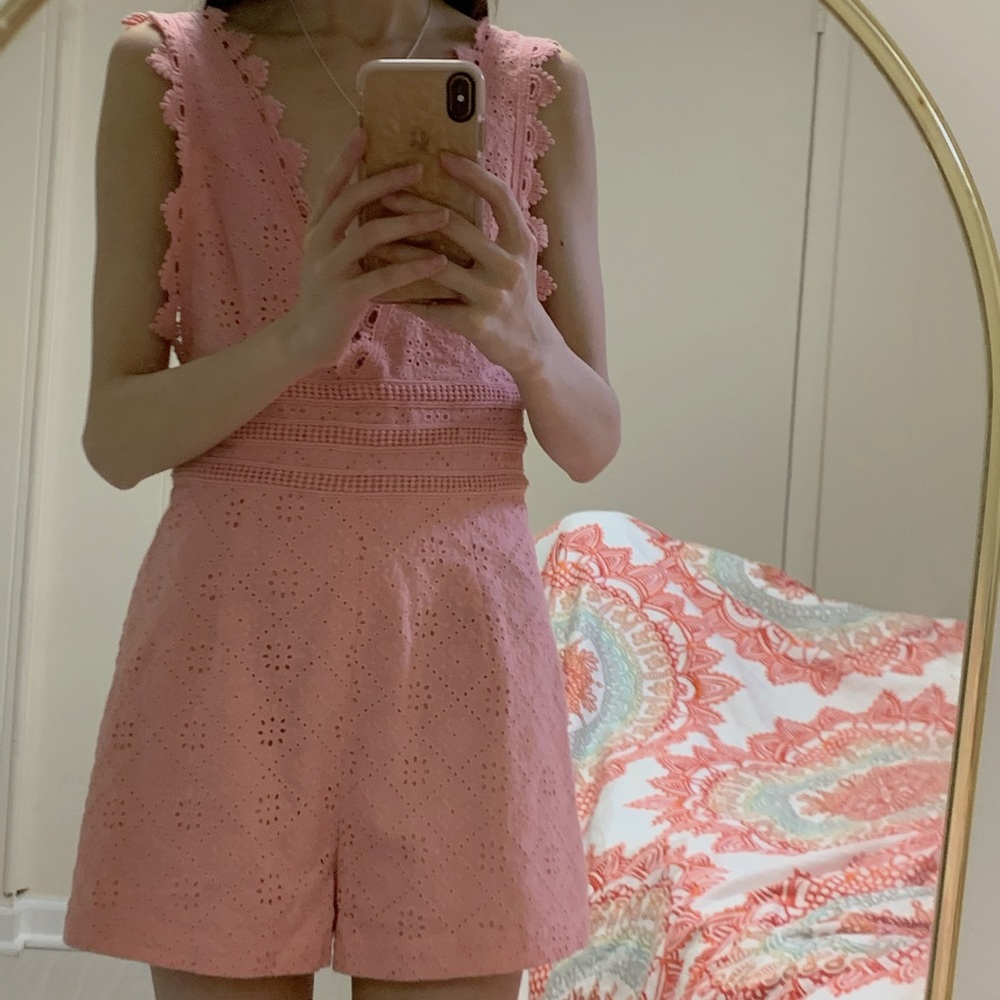 crochet pink romper